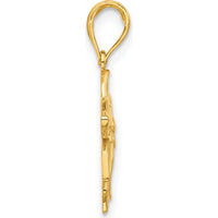 14K Yellow Gold Polished Poinsettia Floral Pendant - 22mm Length by Oro Pregiato
