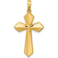 14K Yellow Gold Polished Pointed Christian Cross Pendant - Faith Jewelry by Oro Pregiato