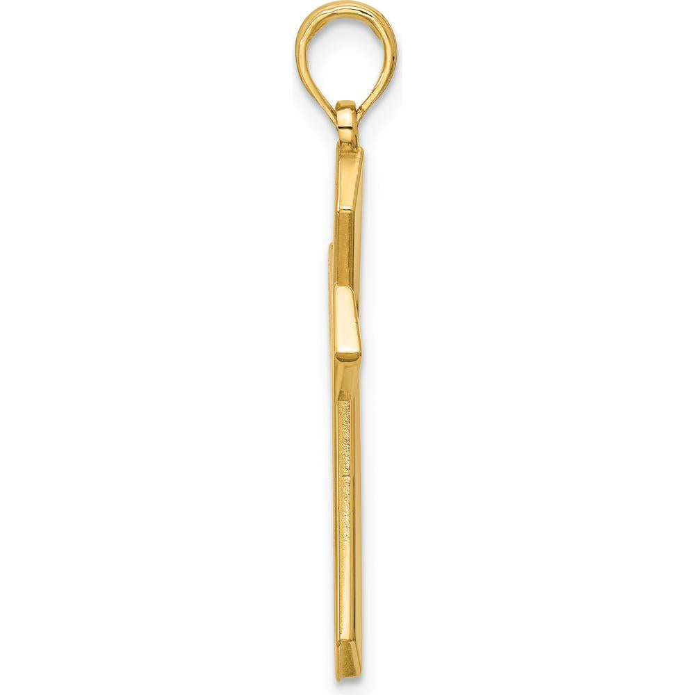 14K Yellow Gold Polished Pointed Christian Cross Pendant - Faith Jewelry by Oro Pregiato