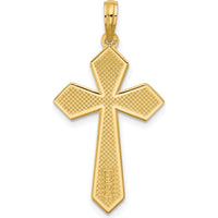 14K Yellow Gold Polished Pointed Christian Cross Pendant - Faith Jewelry by Oro Pregiato
