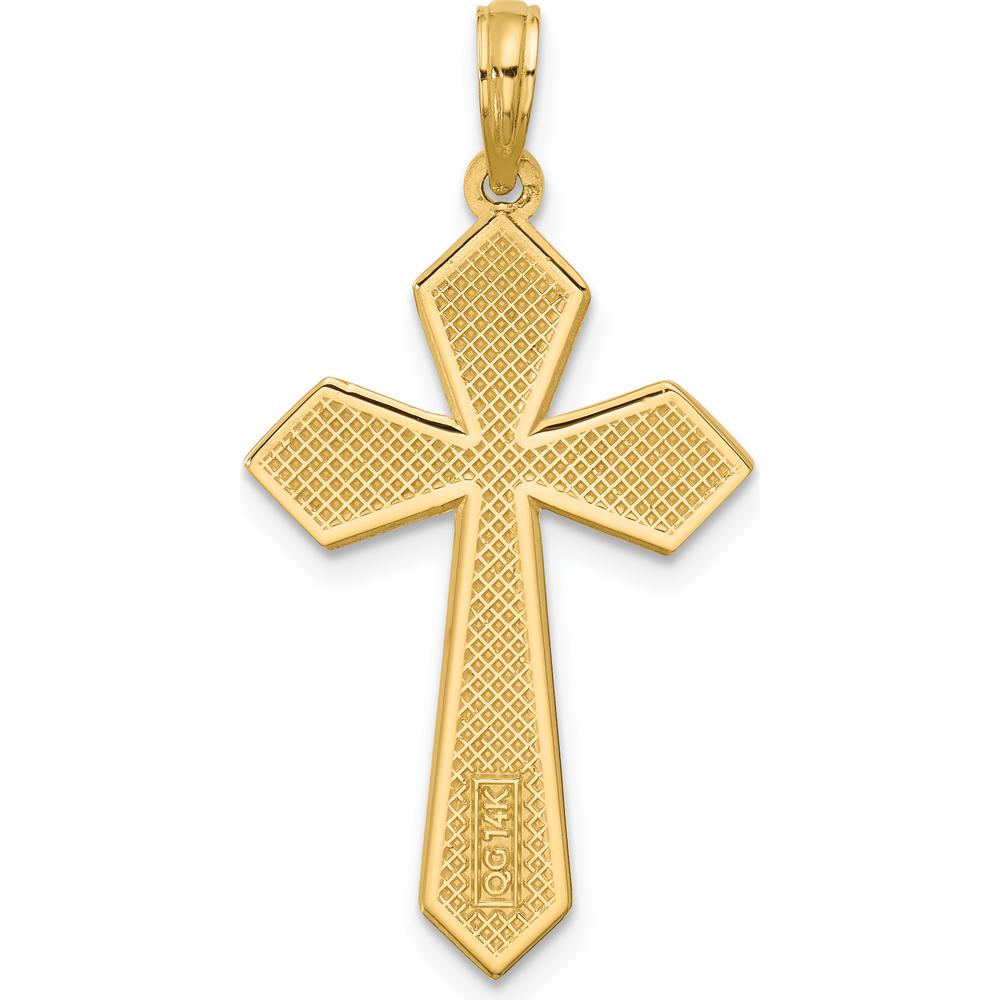 14K Yellow Gold Polished Pointed Christian Cross Pendant - Faith Jewelry by Oro Pregiato