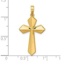 14K Yellow Gold Polished Pointed Christian Cross Pendant - Faith Jewelry by Oro Pregiato