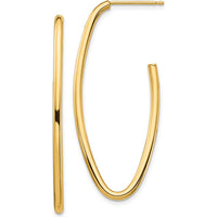 14K Yellow Gold Polished Pointed Oval Hoop Dangle Earrings by 0