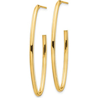 14K Yellow Gold Polished Pointed Oval Hoop Dangle Earrings by 0