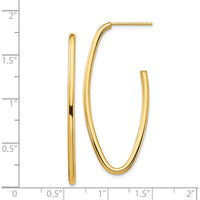 14K Yellow Gold Polished Pointed Oval Hoop Dangle Earrings by 0