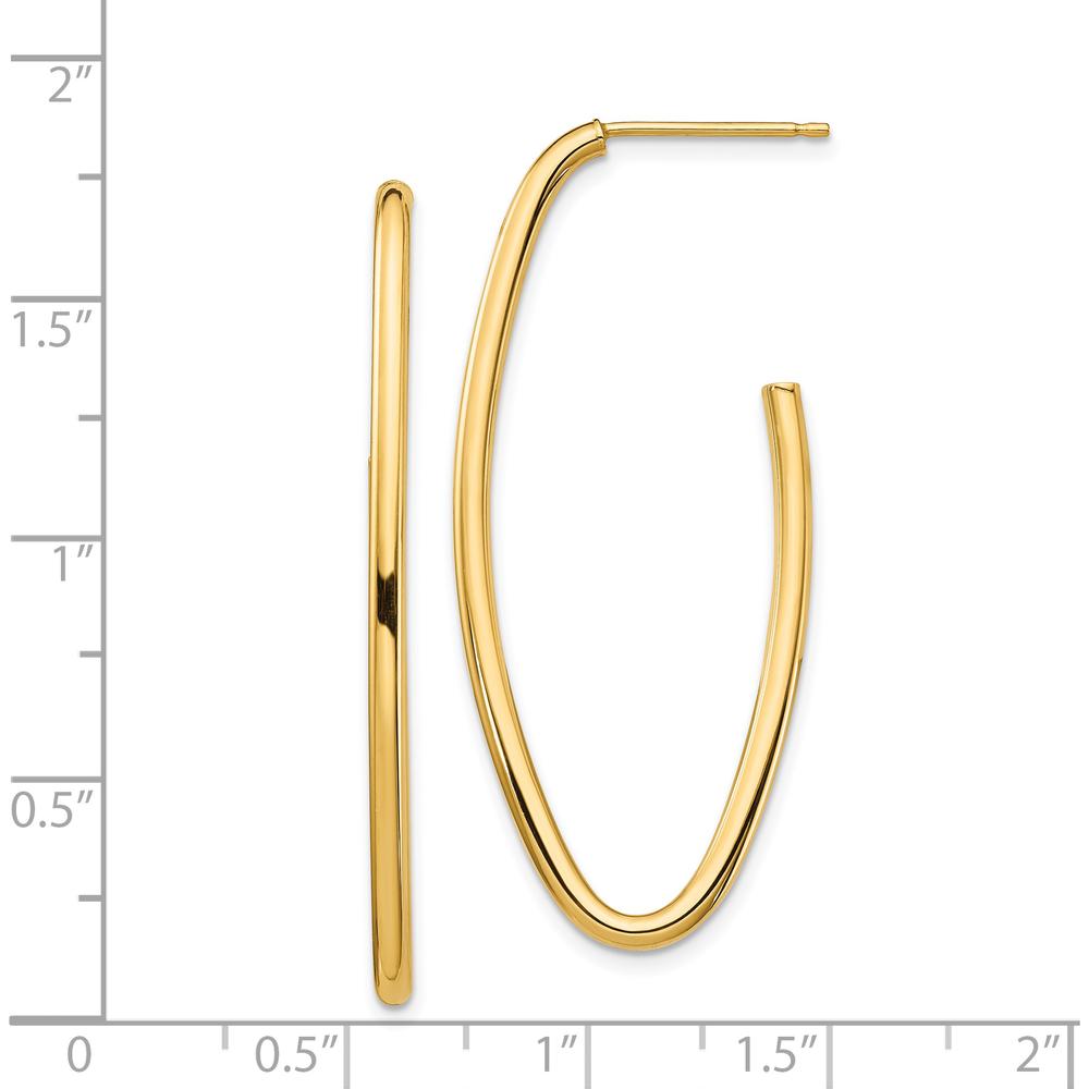 14K Yellow Gold Polished Pointed Oval Hoop Dangle Earrings by 0