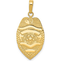 14K Yellow Gold Polished Police Badge Pendant with Engravable Area by Oro Pregiato