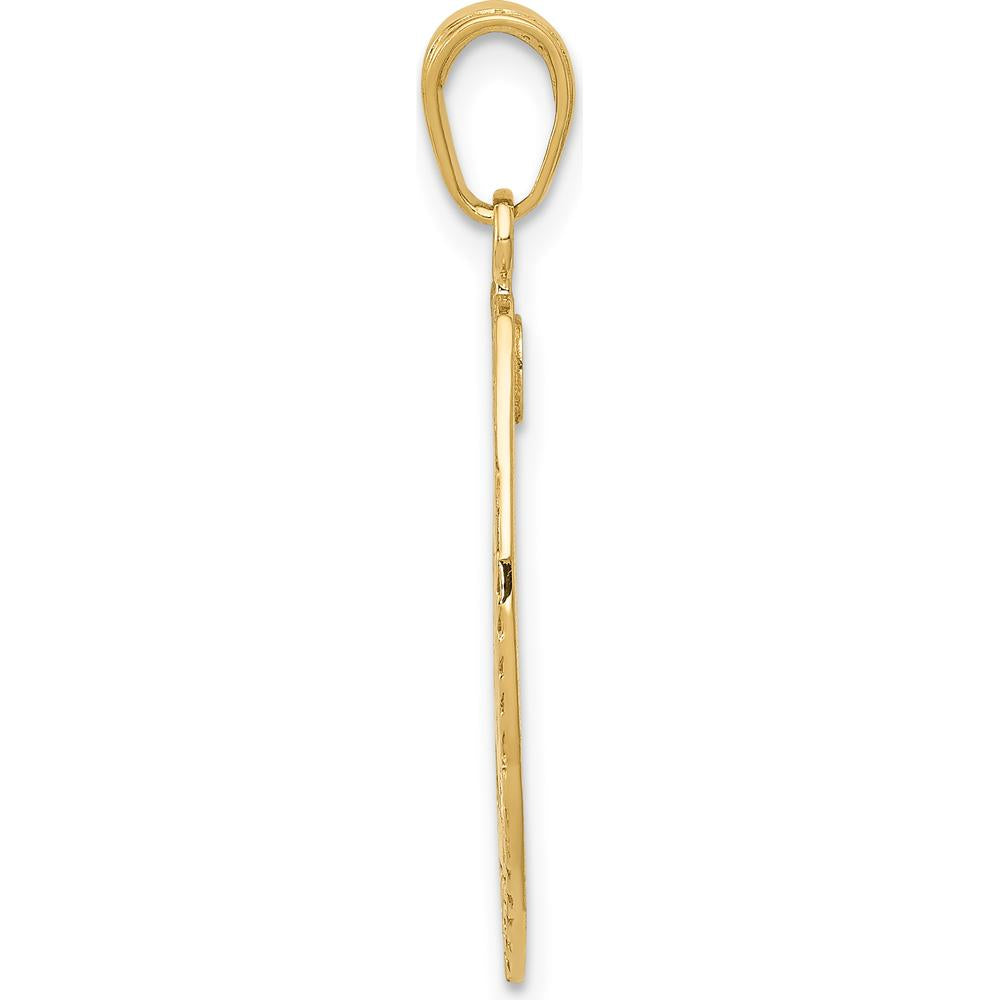 14K Yellow Gold Polished Police Badge Pendant with Engravable Area by Oro Pregiato