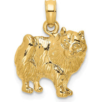 14K Yellow Gold Polished Pomeranian Dog Charm - Detailed Textured Finish, 19.1mm Length by Oro Pregiato