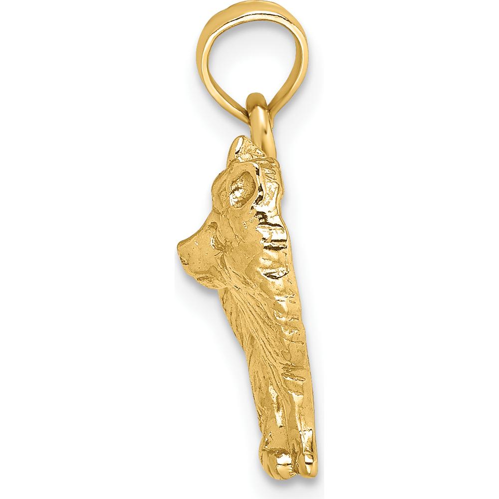 14K Yellow Gold Polished Pomeranian Dog Charm - Detailed Textured Finish, 19.1mm Length by Oro Pregiato
