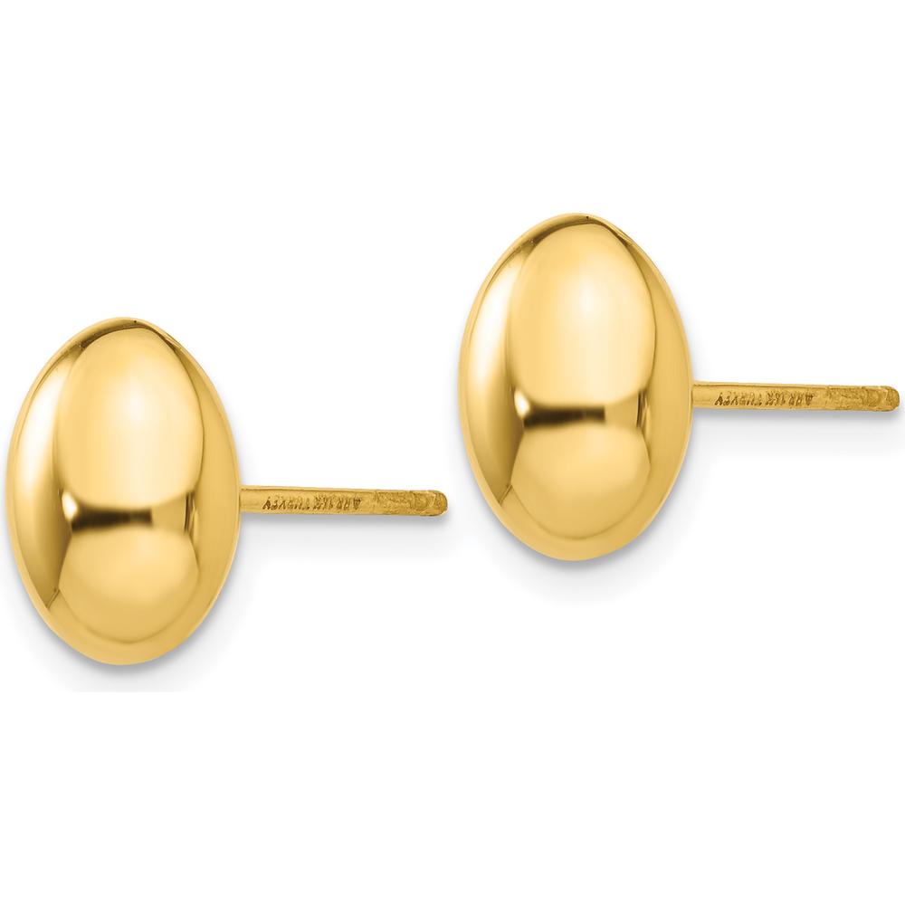 14K Yellow Gold Polished Post Button Earrings - 10mm by Oro Pregiato