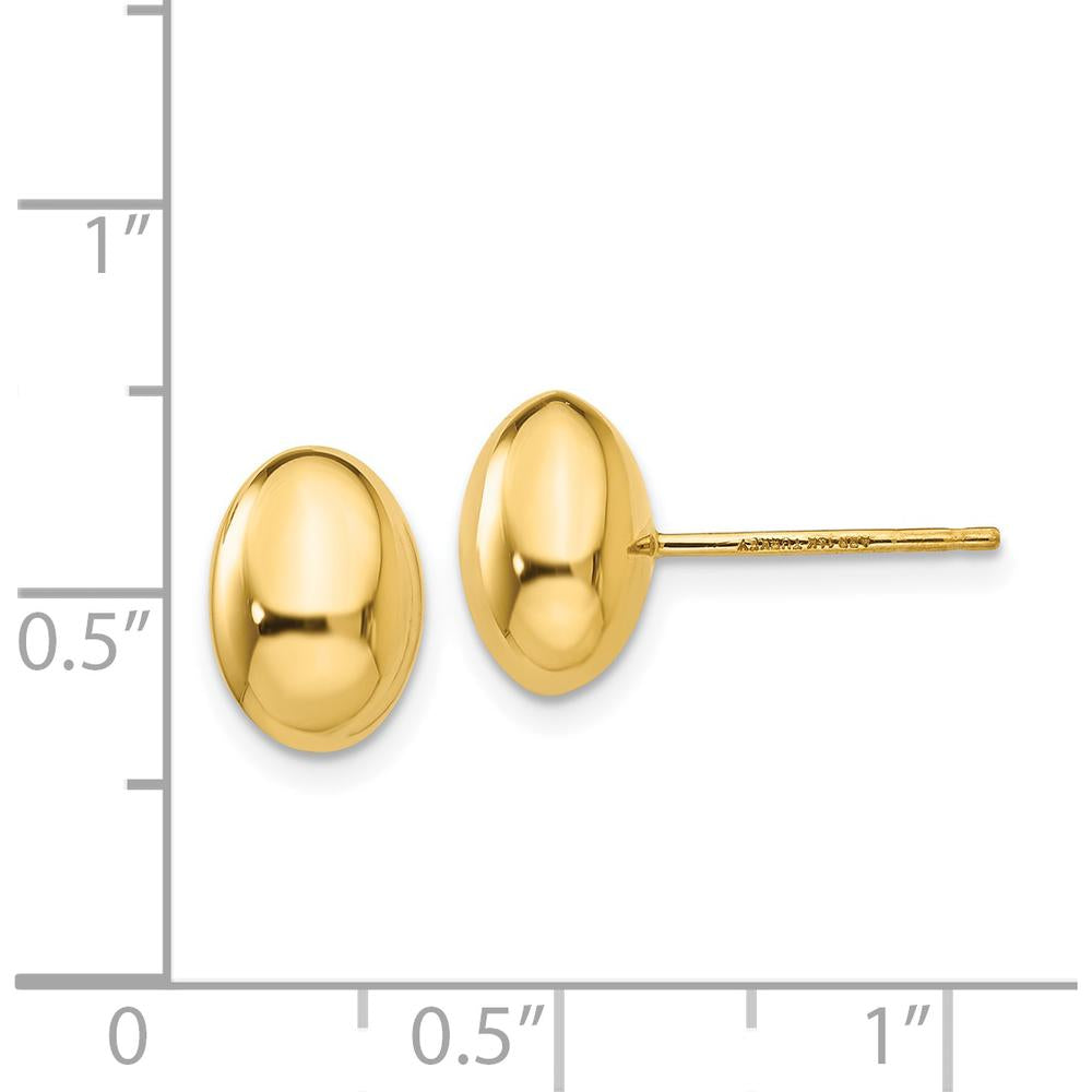 14K Yellow Gold Polished Post Button Earrings - 10mm by Oro Pregiato