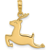 14K Yellow Gold Polished Prancing Reindeer Charm - 22mm by Oro Pregiato