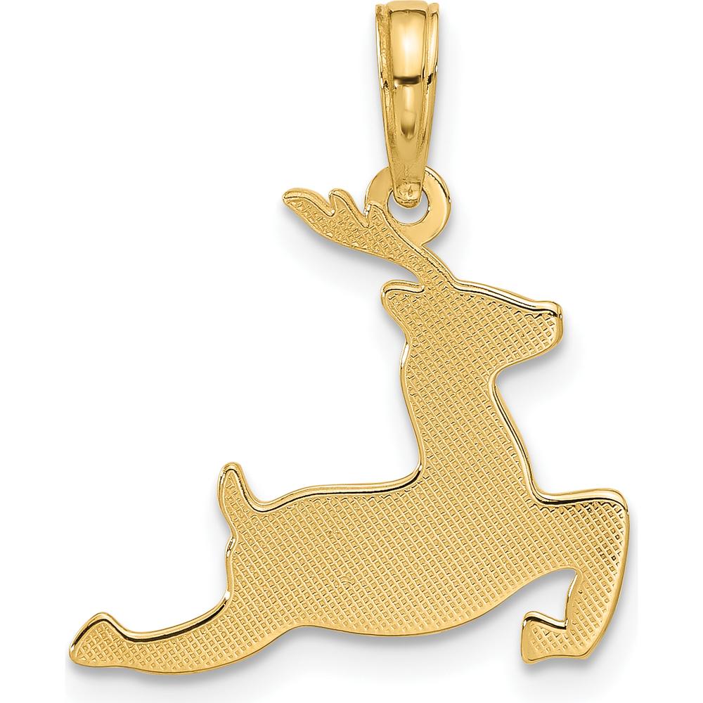 14K Yellow Gold Polished Prancing Reindeer Charm - 22mm by Oro Pregiato