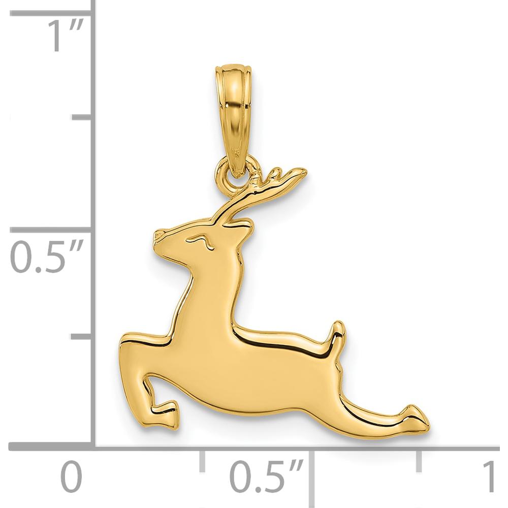 14K Yellow Gold Polished Prancing Reindeer Charm - 22mm by Oro Pregiato