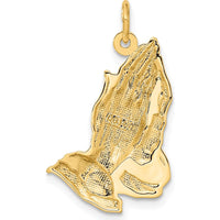 14K Yellow Gold Polished Praying Hands Pendant - 26mm Length by Oro Pregiato