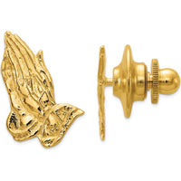14K Yellow Gold Polished Praying Hands Tie Tac for Men - Symbolic Faith Accessory by 0