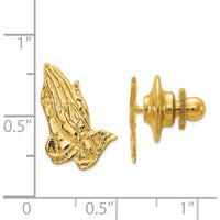 14K Yellow Gold Polished Praying Hands Tie Tac for Men - Symbolic Faith Accessory by 0