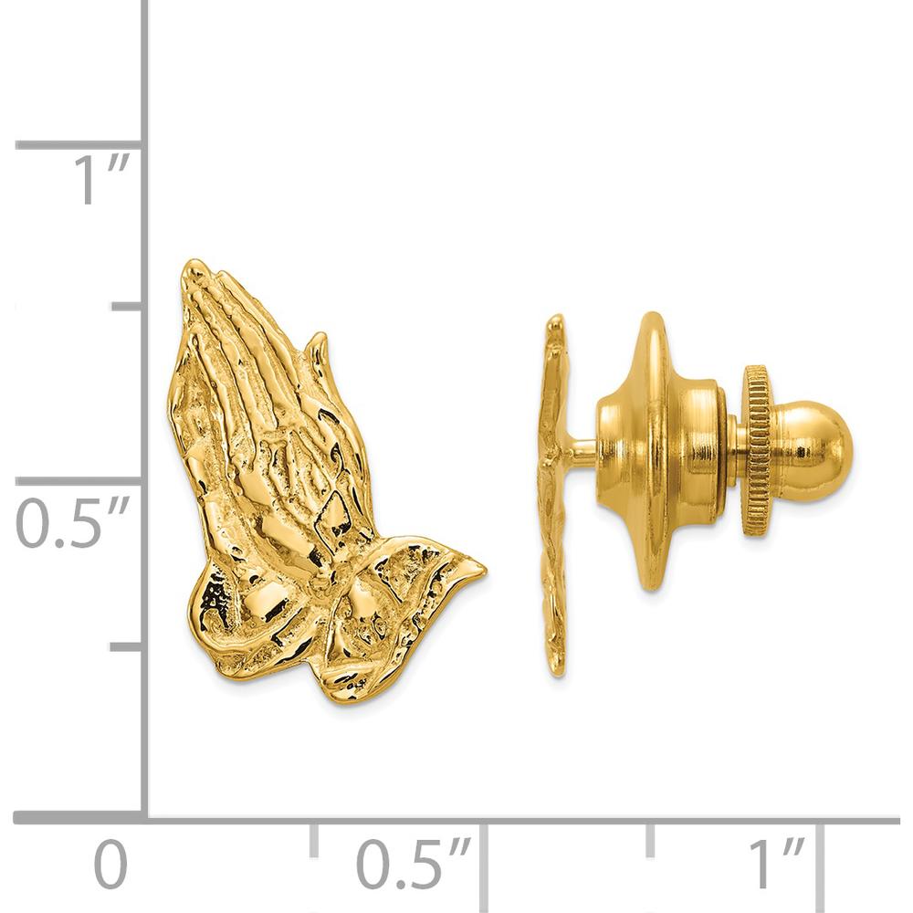 14K Yellow Gold Polished Praying Hands Tie Tac for Men - Symbolic Faith Accessory by 0