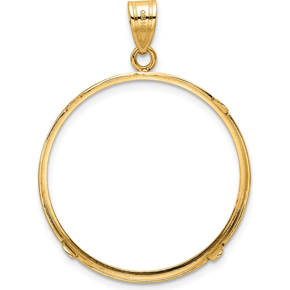 14K Yellow Gold Polished Prong Coin Bezel Pendant - Fits 1/2 oz. American Eagle Coin by Numis Coin Jewelry