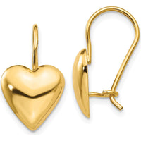 14K Yellow Gold Polished Puffed Heart Drop Earrings - 11.5mm by Oro Pregiato