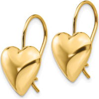 14K Yellow Gold Polished Puffed Heart Drop Earrings - 11.5mm by Oro Pregiato