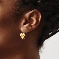 14K Yellow Gold Polished Puffed Heart Drop Earrings - 11.5mm by Oro Pregiato