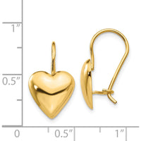 14K Yellow Gold Polished Puffed Heart Drop Earrings - 11.5mm by Oro Pregiato