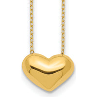 14K Yellow Gold Polished Puffed Heart Necklace - 18" Cable Chain by 0