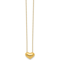 14K Yellow Gold Polished Puffed Heart Necklace - 18" Cable Chain by 0