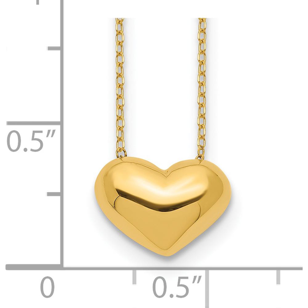14K Yellow Gold Polished Puffed Heart Necklace - 18" Cable Chain by 0