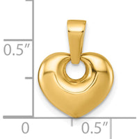 14K Yellow Gold Polished Puffed Heart Pendant - Elegant 3D Design by Oro Pregiato