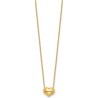 14K Yellow Gold Polished Puffed Heart Pendant Necklace - 16.5" with Cable Link Chain by 0