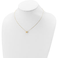14K Yellow Gold Polished Puffed Heart Pendant Necklace - 16.5" with Cable Link Chain by 0