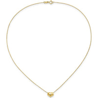 14K Yellow Gold Polished Puffed Heart Pendant Necklace - 16.5" with Cable Link Chain by 0