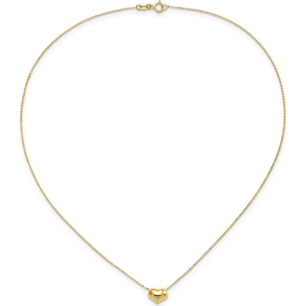 14K Yellow Gold Polished Puffed Heart Pendant Necklace - 16.5" with Cable Link Chain by 0