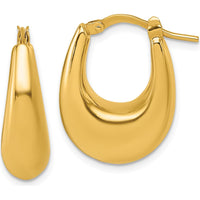 14K Yellow Gold Polished Puffed Oval Hoop Earrings - 16mm Length, 7mm Thickness by 0