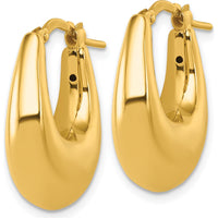 14K Yellow Gold Polished Puffed Oval Hoop Earrings - 16mm Length, 7mm Thickness by 0