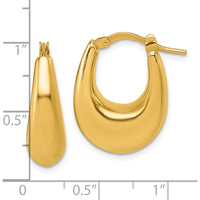 14K Yellow Gold Polished Puffed Oval Hoop Earrings - 16mm Length, 7mm Thickness by 0