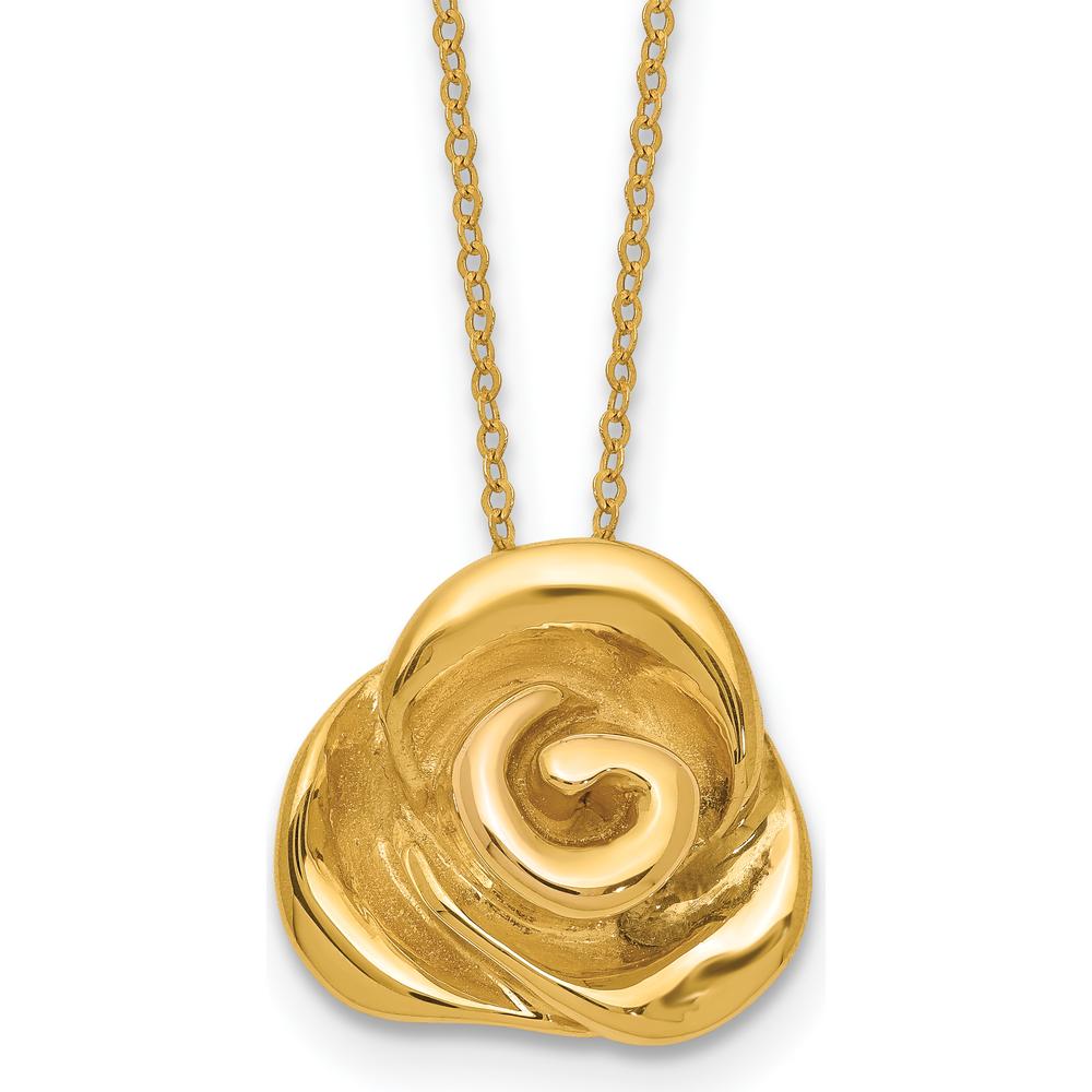 14K Yellow Gold Polished Puffed Rose Pendant Necklace - 18" by 0