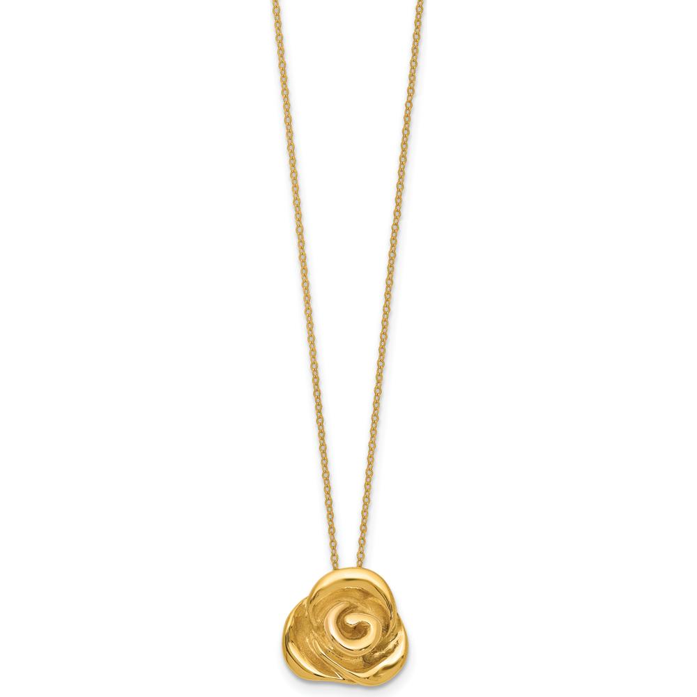 14K Yellow Gold Polished Puffed Rose Pendant Necklace - 18" by 0