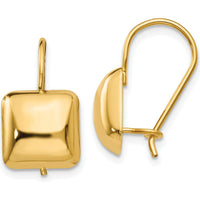 14K Yellow Gold Polished Puffed Square Drop Earrings - 9.5mm by Oro Pregiato