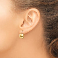 14K Yellow Gold Polished Puffed Square Drop Earrings - 9.5mm by Oro Pregiato