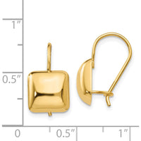 14K Yellow Gold Polished Puffed Square Drop Earrings - 9.5mm by Oro Pregiato
