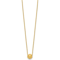 14K Yellow Gold Polished Puffed Sun 16.5" Necklace with 3D Sunburst Pendant by 0