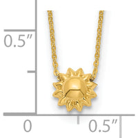 14K Yellow Gold Polished Puffed Sun 16.5" Necklace with 3D Sunburst Pendant by 0
