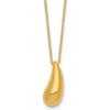 14K Yellow Gold Polished Puffed Teardrop Pendant Necklace - 18" Rolo Chain by 0