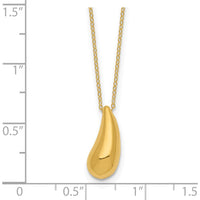 14K Yellow Gold Polished Puffed Teardrop Pendant Necklace - 18" Rolo Chain by 0