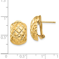 14K Yellow Gold Polished Quilted Button Omega Back Earrings by 0