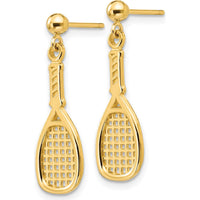 14K Yellow Gold Polished Racquet Dangle Earrings - Sporty Chic Style by 0